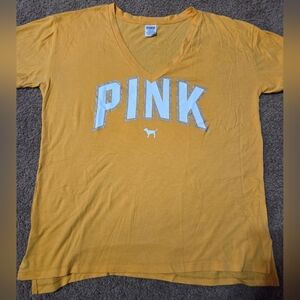 PINK Victoria's Secret Large Oversized Glitter Spellout Vintage Tee